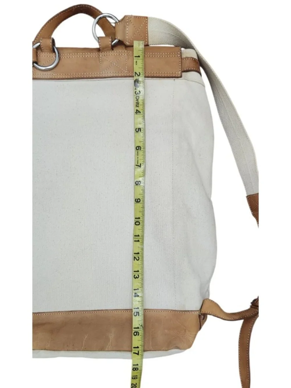 Sandqvist Canvas Leather Backpack Beige Tan Roll Top Laptop Travel Rucksack